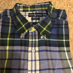 Ralph Lauren Blue and Green Casual Button Down Shirt